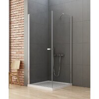 New Trendy NEW SOLEO 90x90 D-0141A/D-0088B стекло прозрачное, профиль хром, без поддона