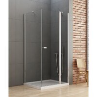 New Trendy NEW SOLEO 90x90 K-0395 стекло прозрачное, профиль хром, без поддона