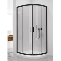 New Trendy NEW VARIA Black 90x90 K-0566 стекло прозрачное, профиль черный, без поддона