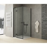 New Trendy REFLEXA Black 90x90 EXK-4928 стекло прозрачное, профиль черный, без поддона