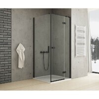 New Trendy REFLEXA Black 90x90 EXK-4929 стекло прозрачное, профиль черный, без поддона