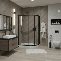 Niagara Nova 120x80 682108111BLACK без поддона, стекло прозрачное, профиль черный