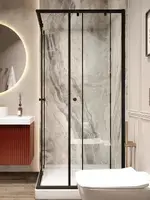 Parly 80x80 ZQ81B стекло прозрачное, профиль черный, с поддоном