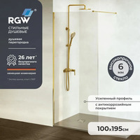 RGW Walk In 100x195 WA-002-G стекло прозрачное, профиль золото