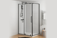 Royal Bath 100х90 BERN-S RB100x90х195-T-BL прозрачный, профиль черный, без поддона