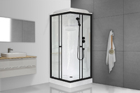 Royal Bath 80х80 RB 80HP1-T-BL стекло прозрачное, профиль черный, задняя стенка белая