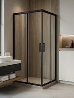 Royal Bath 95х80 RB HPD-T-BL стекло прозрачное, профиль черный, без поддона