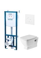 Santek Нео 1WH501758 безободковый, с крышкой микролифт, белый, кнопка белая