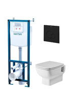 Santek Нео 1WH501777 безободковый, с крышкой микролифт, белый, кнопка черная