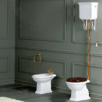 Simas Arcade LA01bi с высоким бачком, с ручкой золото, белый