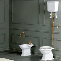 Simas Arcade LA02bi с высоким бачком, с ручкой золото, белый