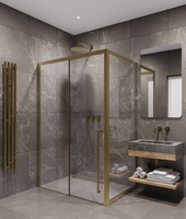 Timo 130х100 правый, стекло прозрачное, профиль матовое золото