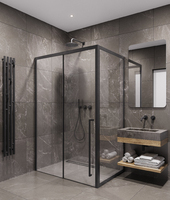 Timo 140х100 правый, стекло прозрачное, профиль черный