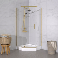 Тритон Дека-Голд 100х100 Щ0000073924 стекло прозрачное, профиль золото, с поддоном