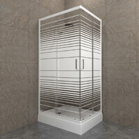 Тритон Фьюжн 120х80 А Щ0000074052 стекло прозрачное, полосы, профиль белый, без поддона