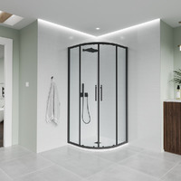 Veconi Evo 90x90 E2-B-9090-01-C9 стекло прозрачное, профиль черный матовый, без поддона