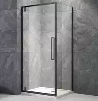Veconi 70х70 RV-033B распашная дверь, стекло прозрачное, профиль черный, без поддона