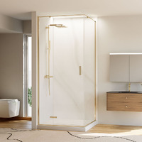 Veconi Rovigo 90x90 RV073G-9090-01-C4 стекло прозрачное, профиль золото брашированное, без поддона