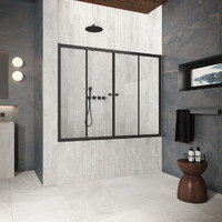 Vegas-Glass 160x140  Z2V Protec 160 02М 01 профиль черный матовый, стекло прозрачное