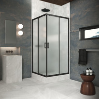 Vegas-Glass ZA Protec 120x120 ZA Protec h1900 120 02М 10 профиль черный матовый, стекло сатин