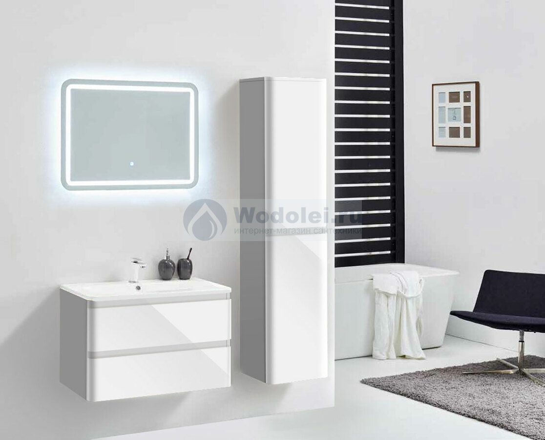 Мебель для ванной Vincea Alba 100 см L.White (белая) подвесная 2 ящика,  цена 42562 руб. Купить в магазине Сантехники Wodolei.ru