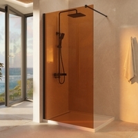 Vincea Walk in 100x200 VSW-1H100GSB стекло янтарь, профиль черный матовый