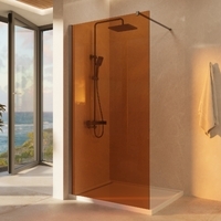 Vincea Walk in 90x200 VSW-1H900GSG стекло янтарь, профиль матовый золотой